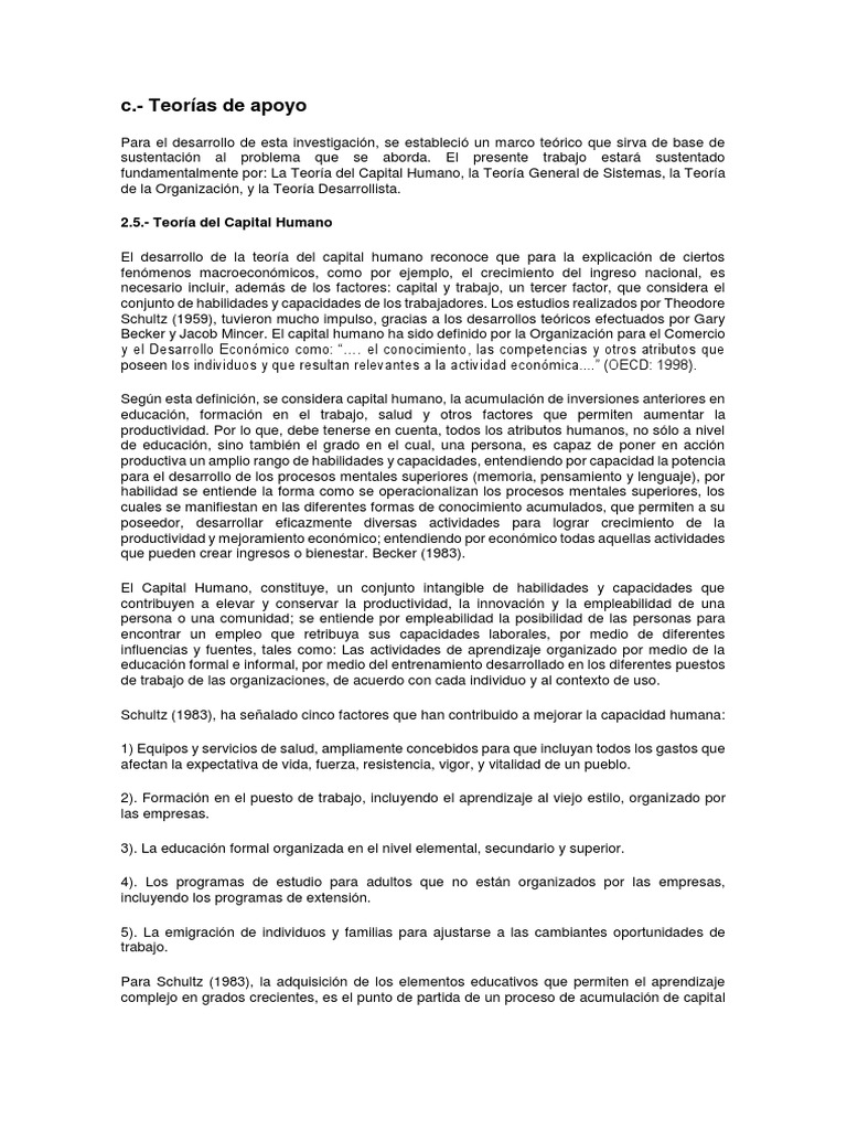 Resumen Teoria Capital Humano Gary Becker | PDF | Capital humano