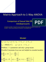 Matrix Approach To 1-Way ANOVA: Comparison of Sexual Side Effects in 4 Antidepressants