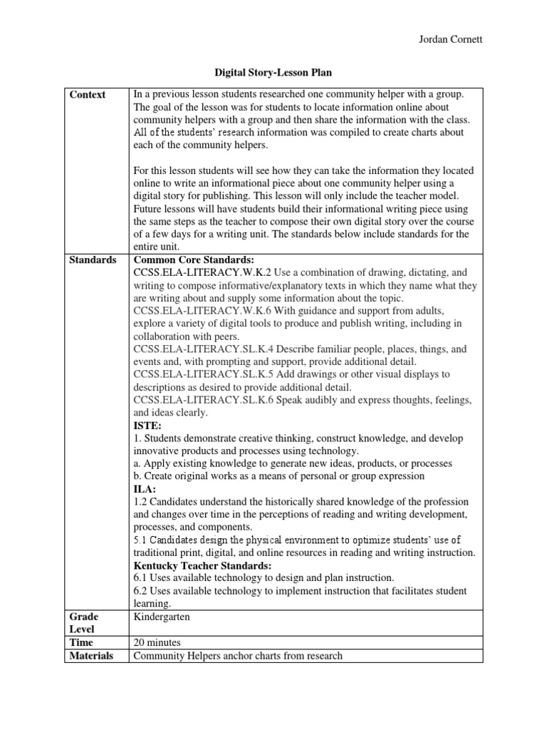 Digital Story Lesson Plan PDF Lesson Plan Pedagogy