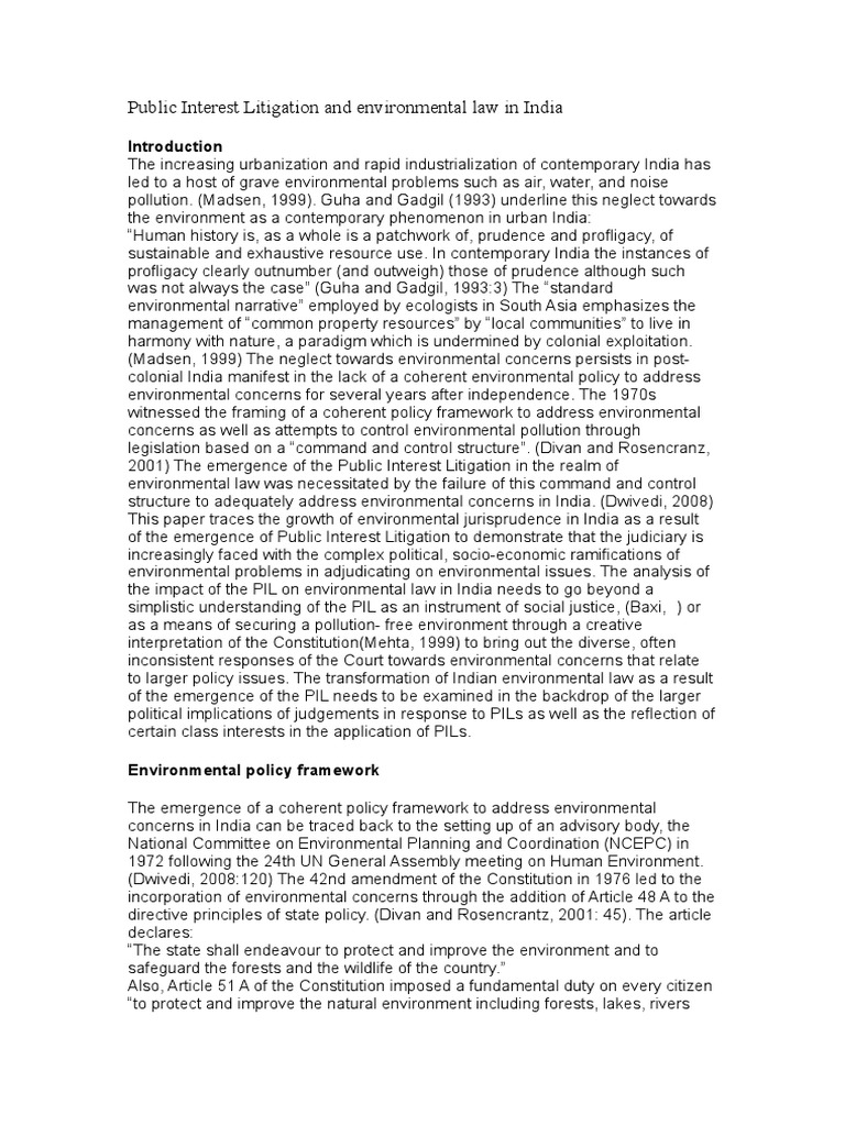 PIL's Impact on Environmental Law in India | PDF | Environmental Law ...