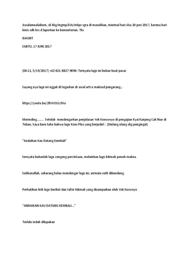 Chord Gitar Andaikan Kau Datang Kembali Lirik Chord Musik