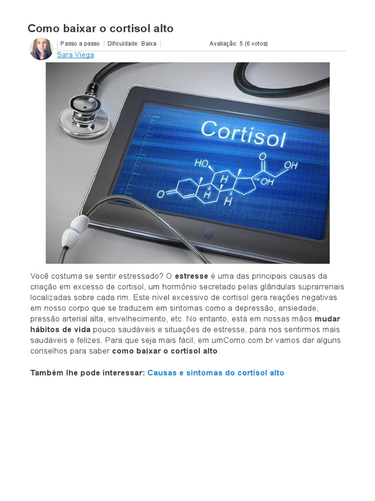 Como Baixar o Cortisol Alto - 8 Passos | PDF | Cortisol | Vitamina