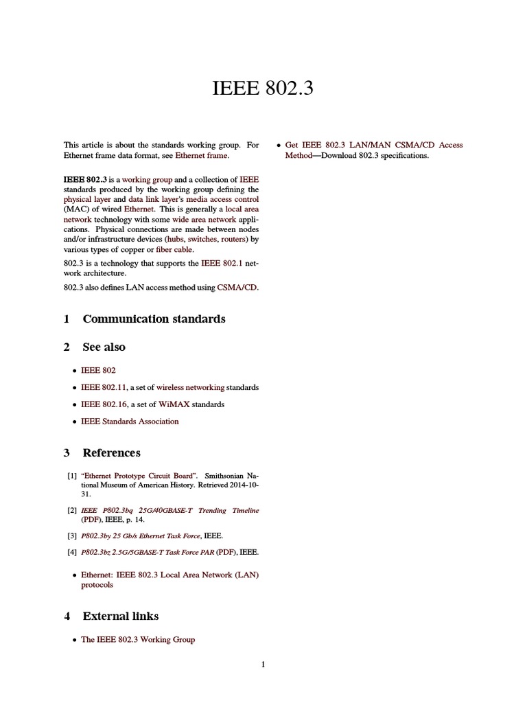 Overview of IEEE 802.3 Standards | PDF | Ethernet | Local Area Network