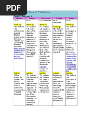 weekly agenda