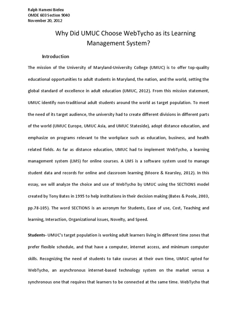 Omde 603 Sample Work Distance Education Educational Technology