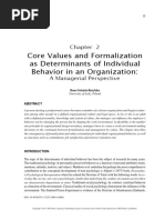 Core Values and Formalization As Determinants of Individual Behavior in An Organization A Managerial Perspective