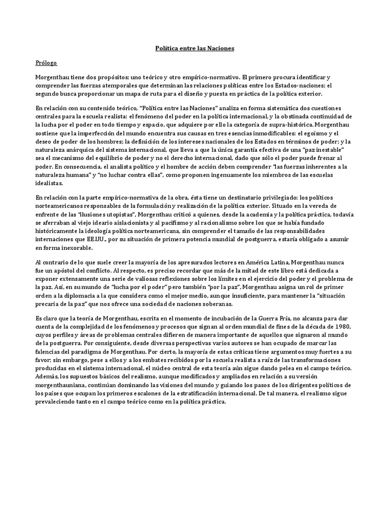 Política Entre Las Naciones PDF Nación Imperialismo