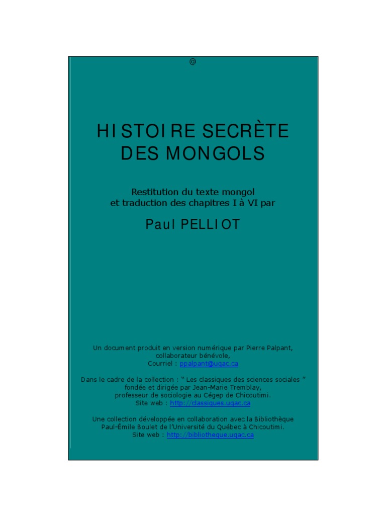 Pelliot - Histoire Secrete Des Mongols PDF | PDF | Chine | Politique ...