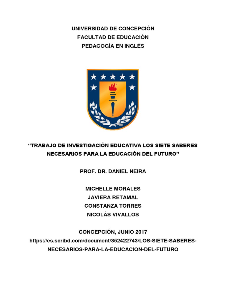 LOS SIETE SABERES NECESARIOS PARA LA EDUCACIÓN DEL FUTURO