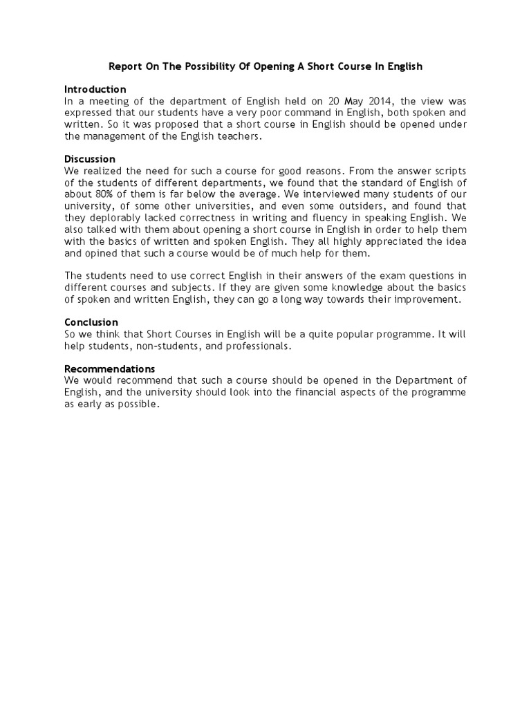 Proposal for Short English Course | PDF