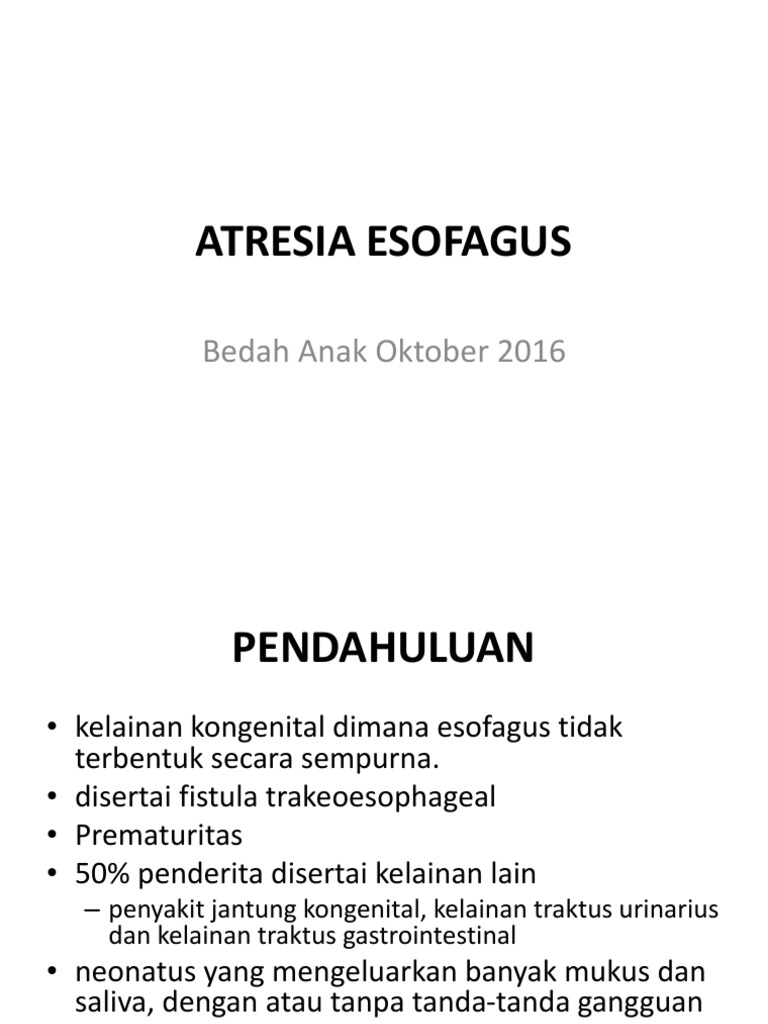 Atresia Esofagus: Diagnosis dan Penanganan | PDF | Kajian Bahasa Asing ...
