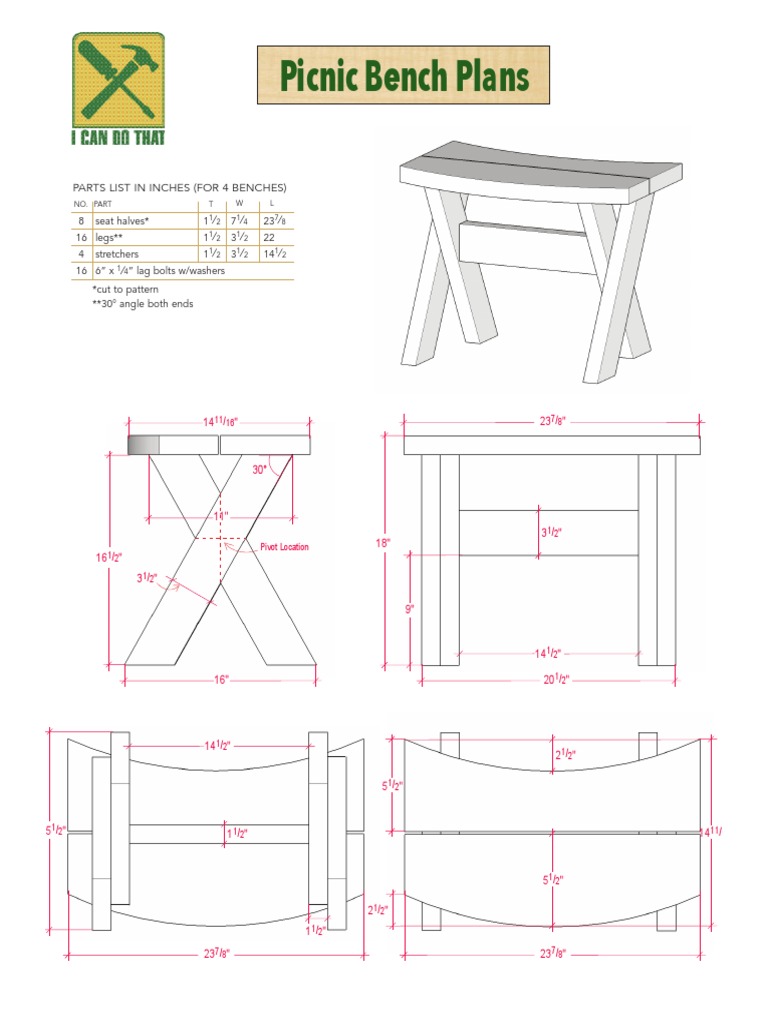 Picnic Bench Plans PDF