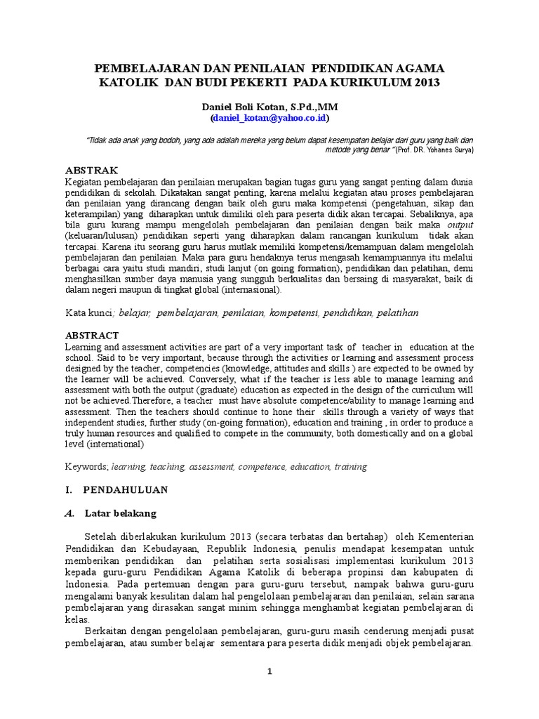 Contoh Proposal Ptk Agama Katolik Sd Guru Paud