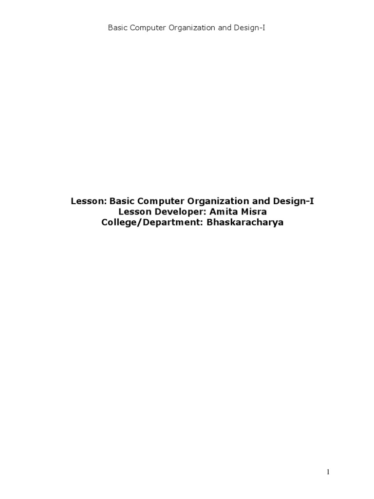 Basic Computer Organization and Design-I | PDF | Central Processing ...
