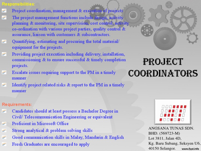 Project Coordinators Requirements