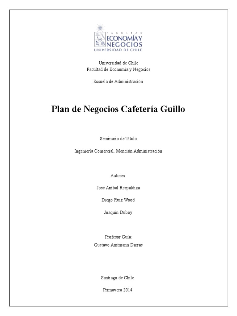 Plan de Negocios Cafetería Guillo | PDF | café | Marketing