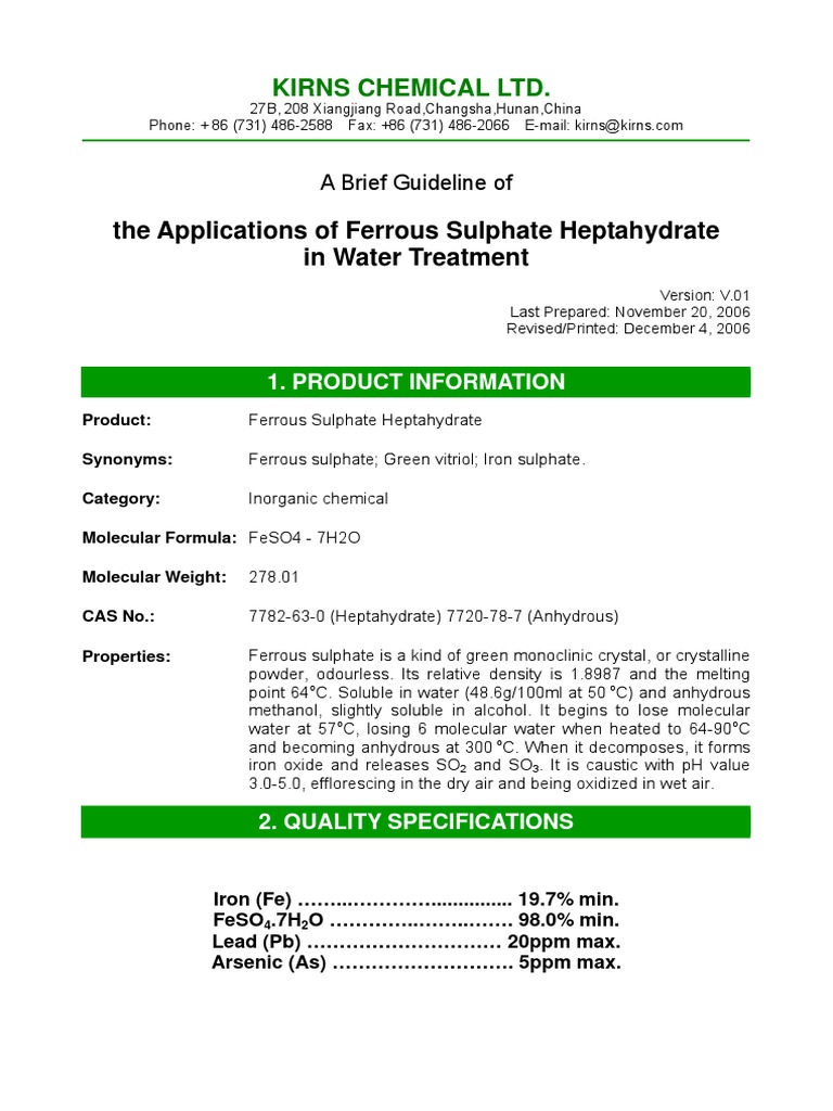 FeSO4-7H2O-Watertreatment | Sewage Treatment | Wastewater