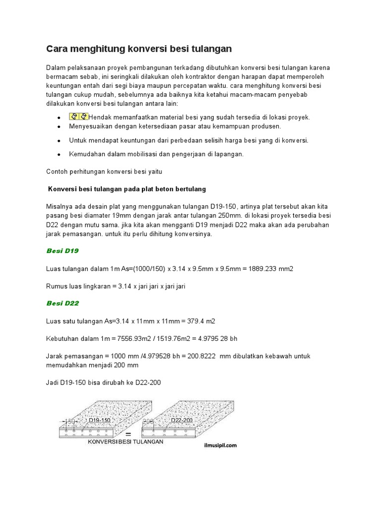 Cara Menghitung Konversi Besi Tulangan 