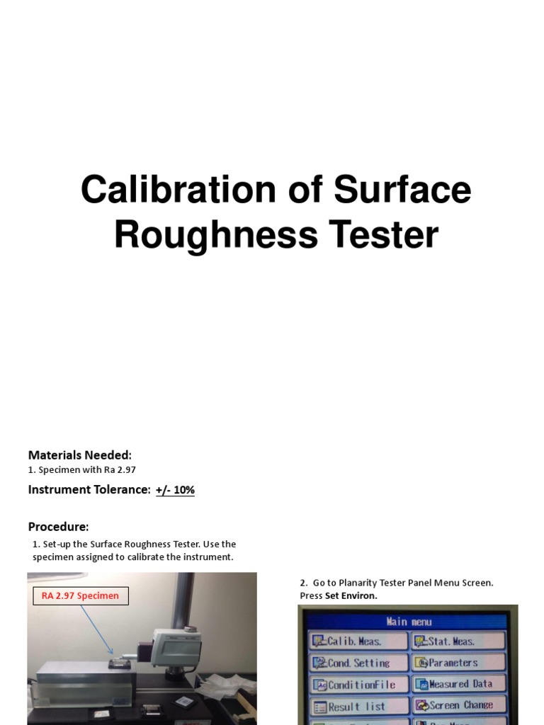Calibration of Surface Roughness Tester PDF