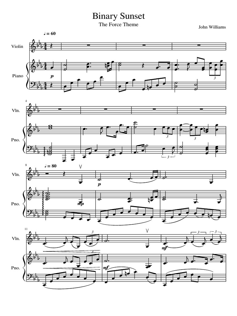 The Force Theme For Piano and Violin PDF PDF Classical Compositions