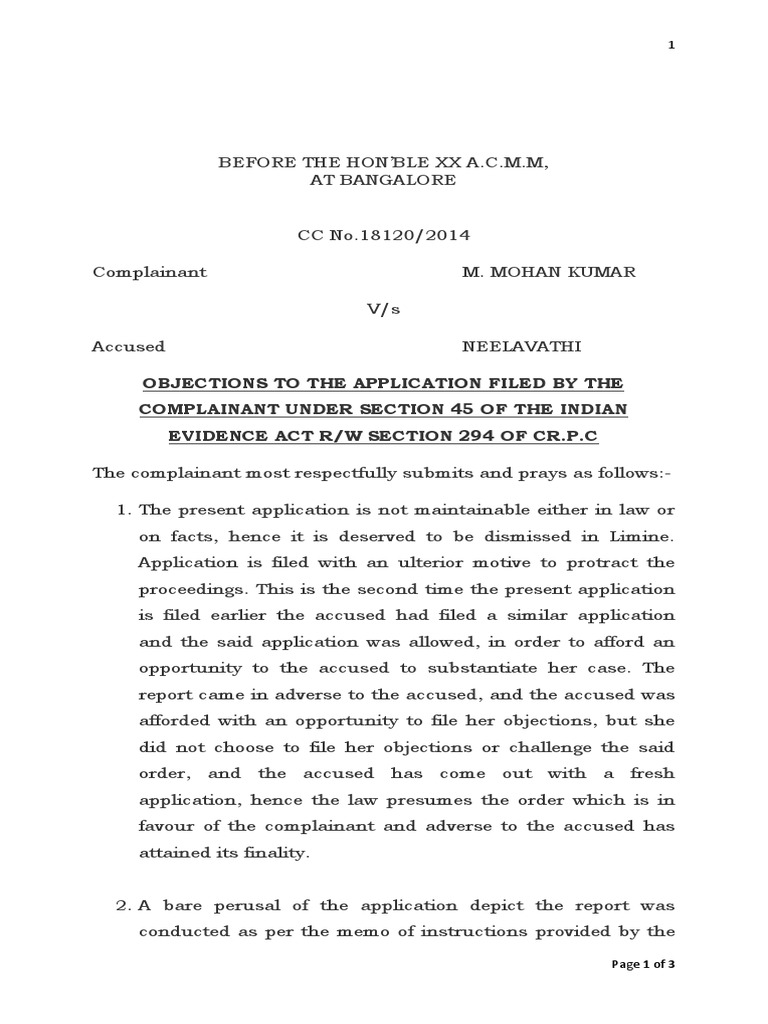 Objections to Section 45 Application | PDF | Expert Witness | Expert