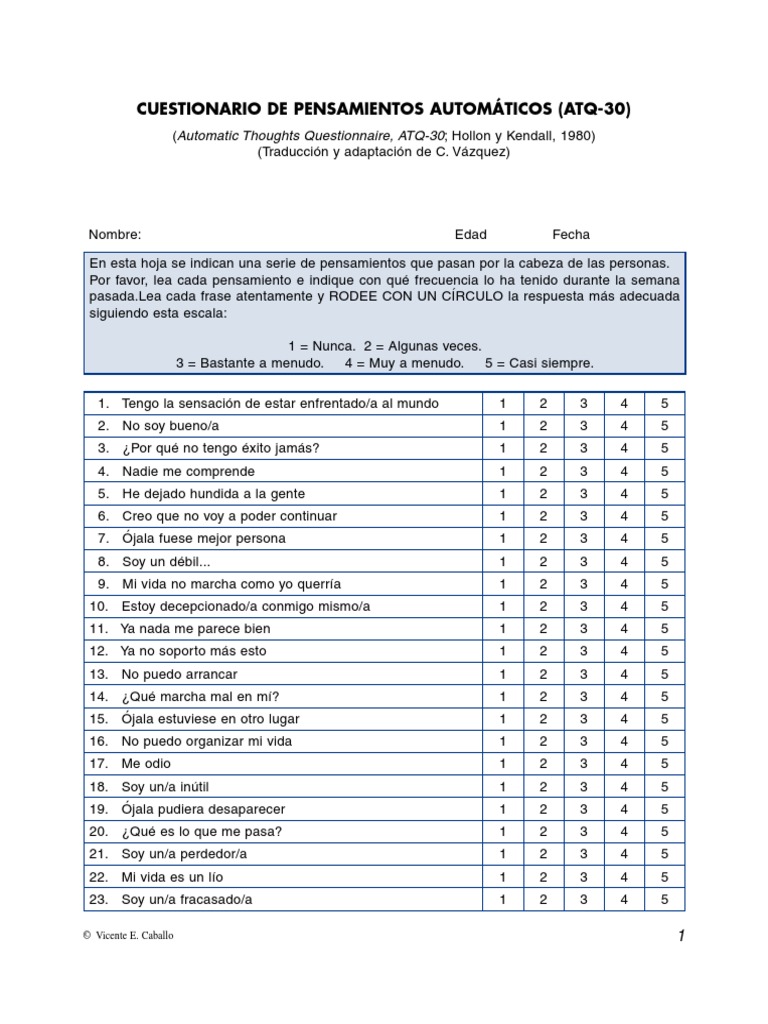 Questionnaire Atq 30 Pdf : Inventario de Estrategias de Afrontamiento ...