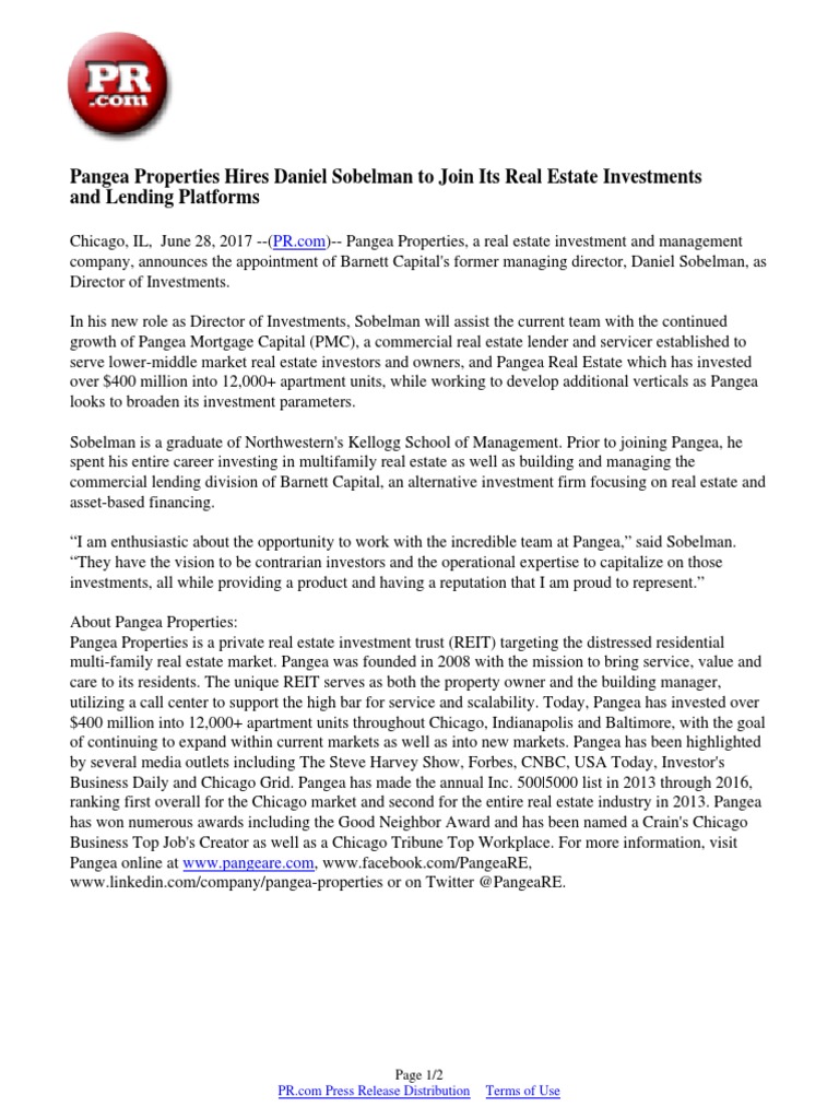 Pangea Properties Hires Daniel Sobelman To Join Its Real Estate