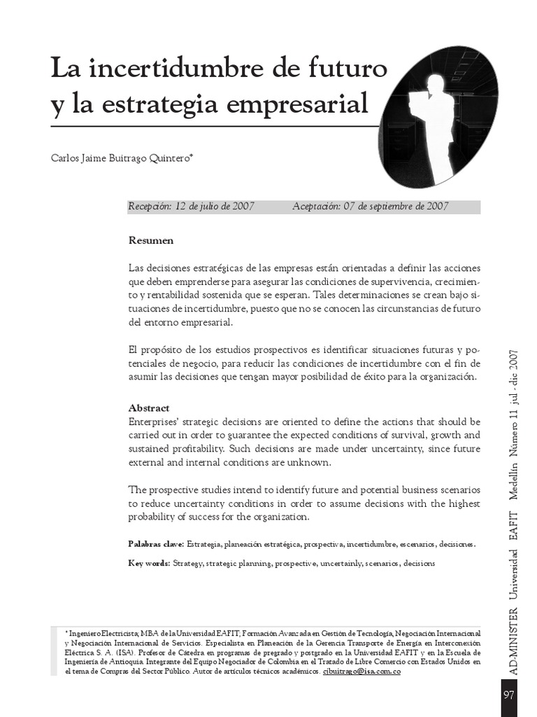La Incertidumbre de Futuro y La Estrategia Empresarial | PDF | Toma de ...