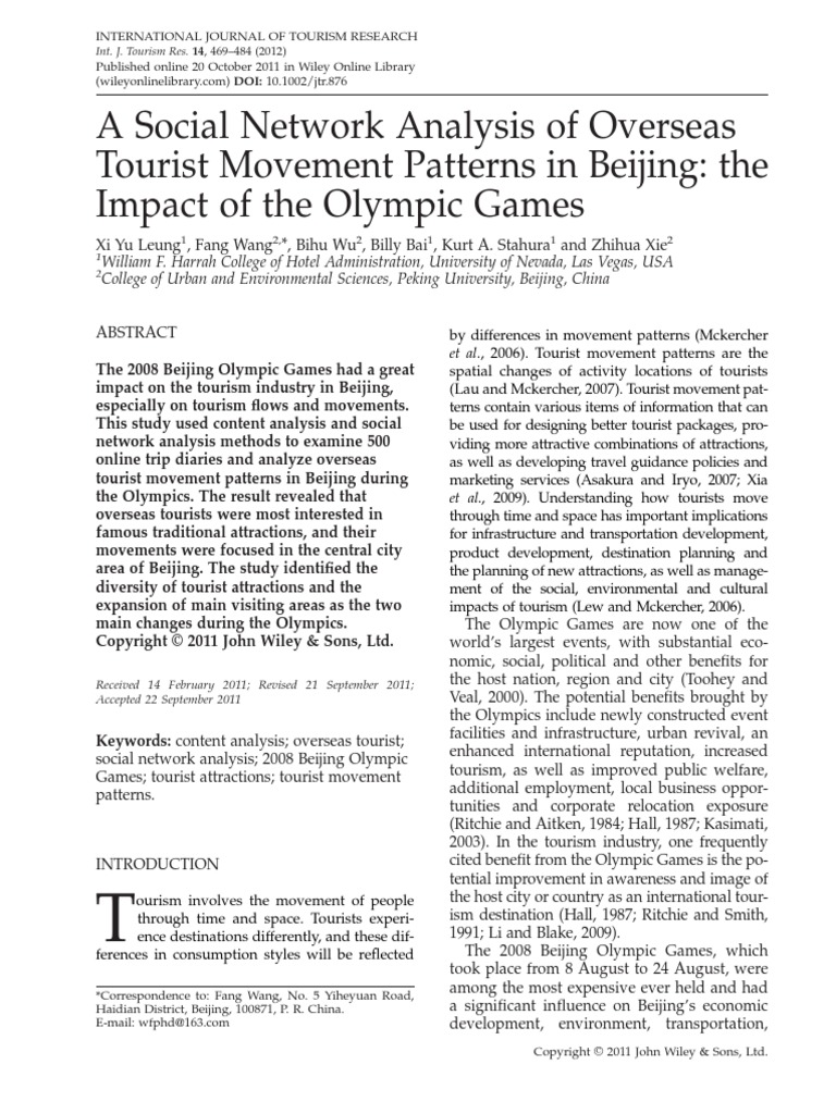 A Social Network Analysis Of Overseas Tourist Movement - 