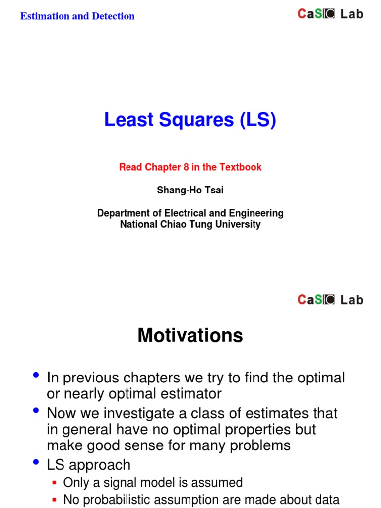 Least Squares (LS) : Estimation and Detection | PDF | Algorithms ...