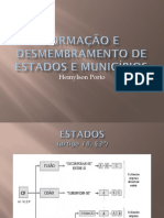 Formação e Desmembramento de Estados e Municípios