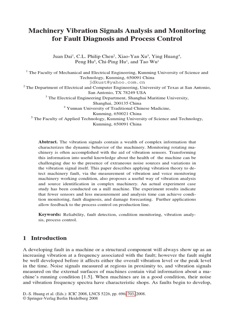 Machinery Vibration Signals Analysis and Monitoring For Fault Diagnosis ...