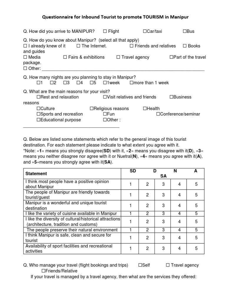 Questionnaire for Inbound Tourist.docx Travel Agency Tourism