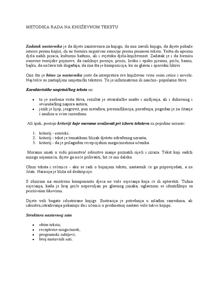 Interpretacija Književnog Teksta | PDF
