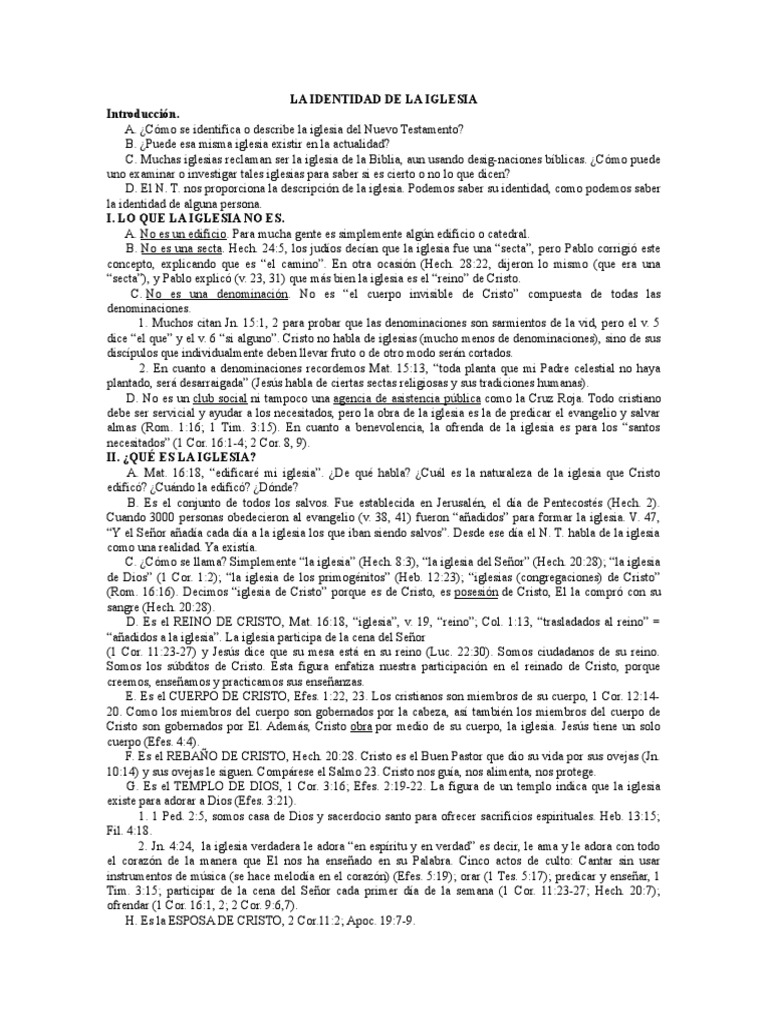La Identidad de La Iglesia | PDF | Cristo (título) | Biblia