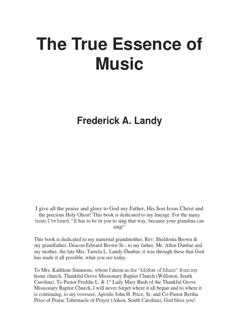 Frederick A. Landy - The True Essence of Music | PDF | Singing | Song ...