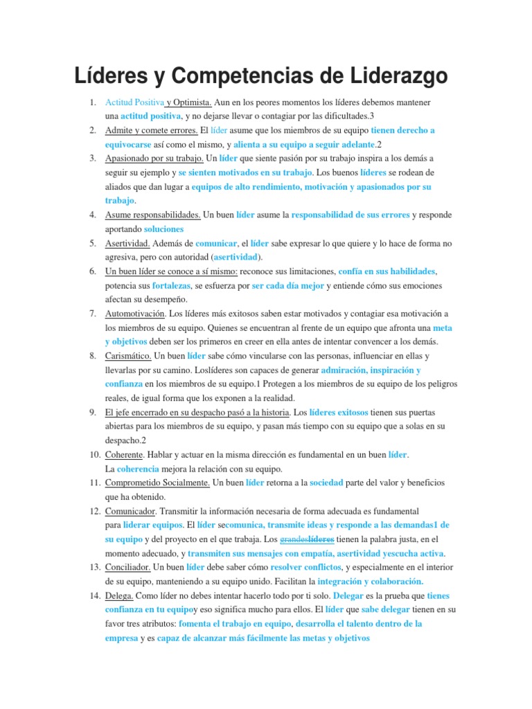 Líderes y Competencias de Liderazgo | PDF | Liderazgo | Toma de decisiones