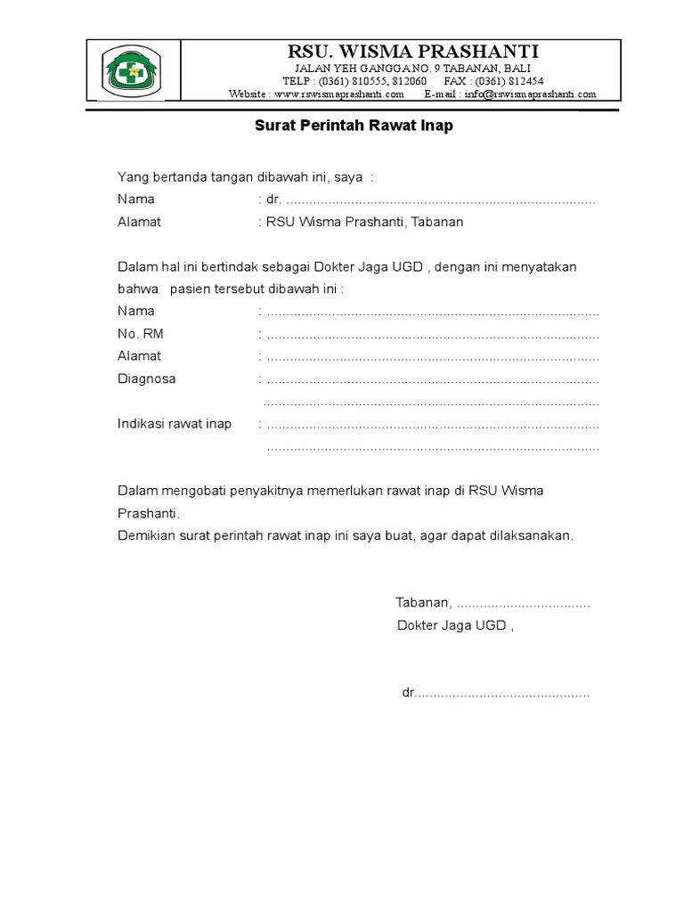 Surat Perintah Rawat Inap