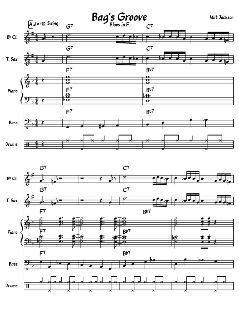 Bag's Groove Blues in F A PDF Mass Media Musical Instruments