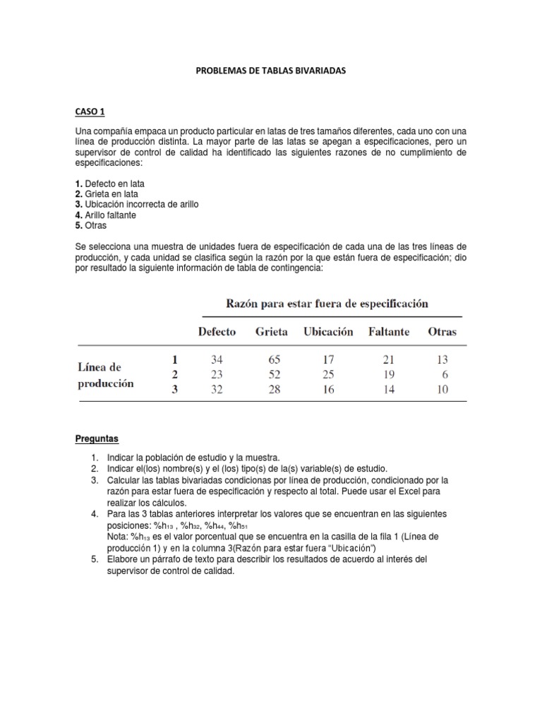 Problemas de Tablas Bivariadas Microsoft Excel Science