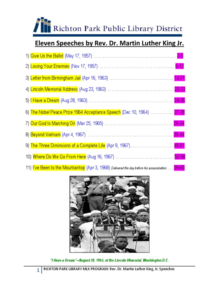 Eleven Speeches by Rev. Dr. Martin Luther King JR | PDF | Love | Sermon