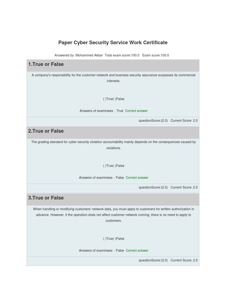 Akber-Paper Cyber Security Service Work Certificate | PDF | Computer ...