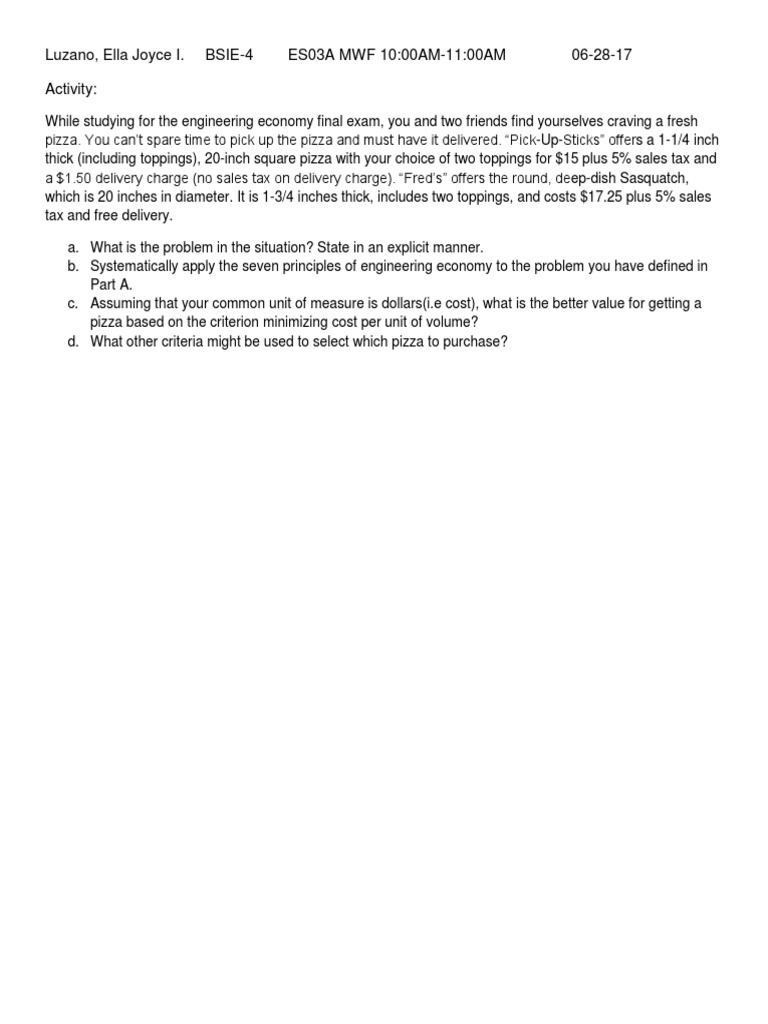 Engineering Economy | PDF | Finance & Money Management