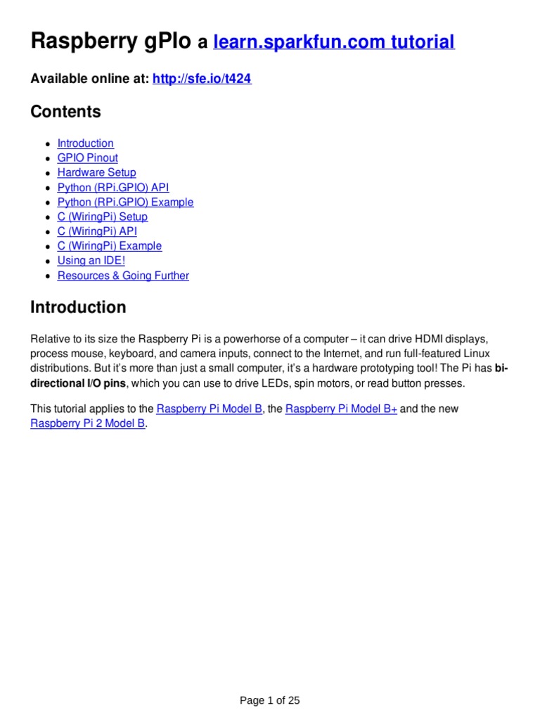 Raspberry Gpio: Available Online at | Download Free PDF | Raspberry Pi ...