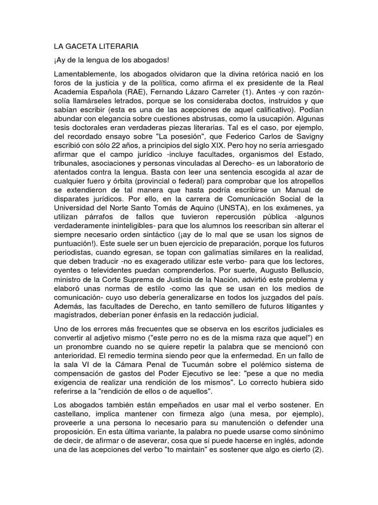 La Gaceta Literaria Sentencia (Ley) Justicia