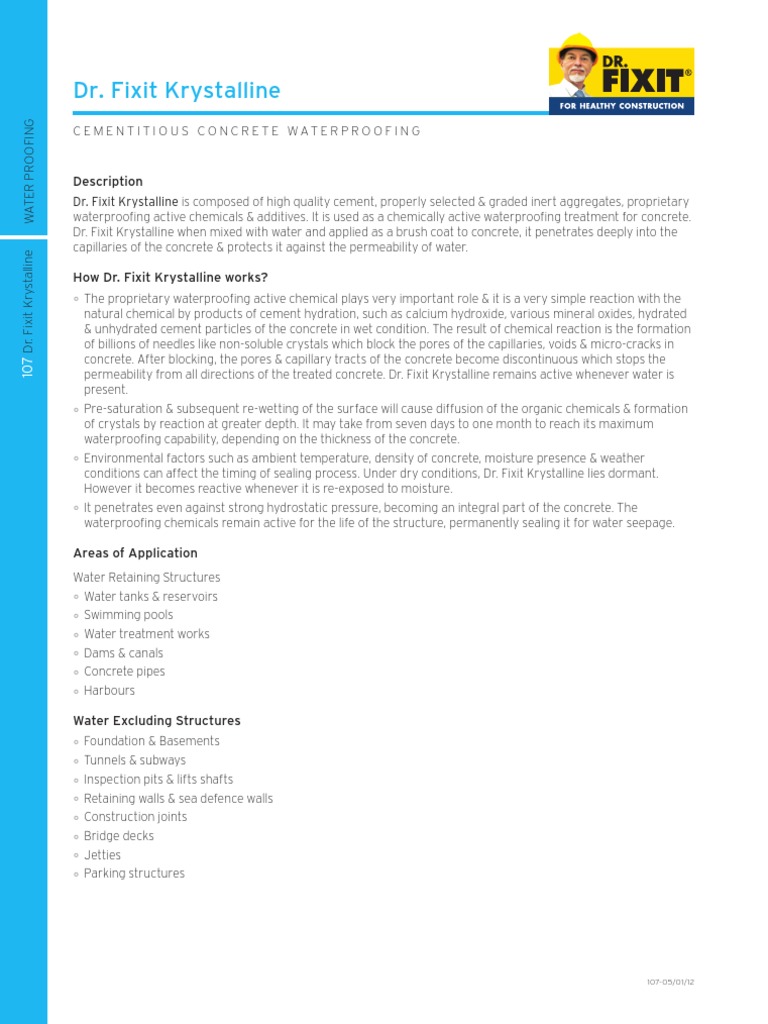 107 Dr. Fixit Krystalline PDF | Download Free PDF | Concrete | Corrosion