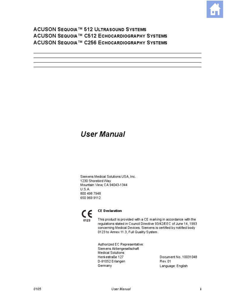 Sequoia 512 User Manual R951 | Medical Ultrasound | Medical Imaging