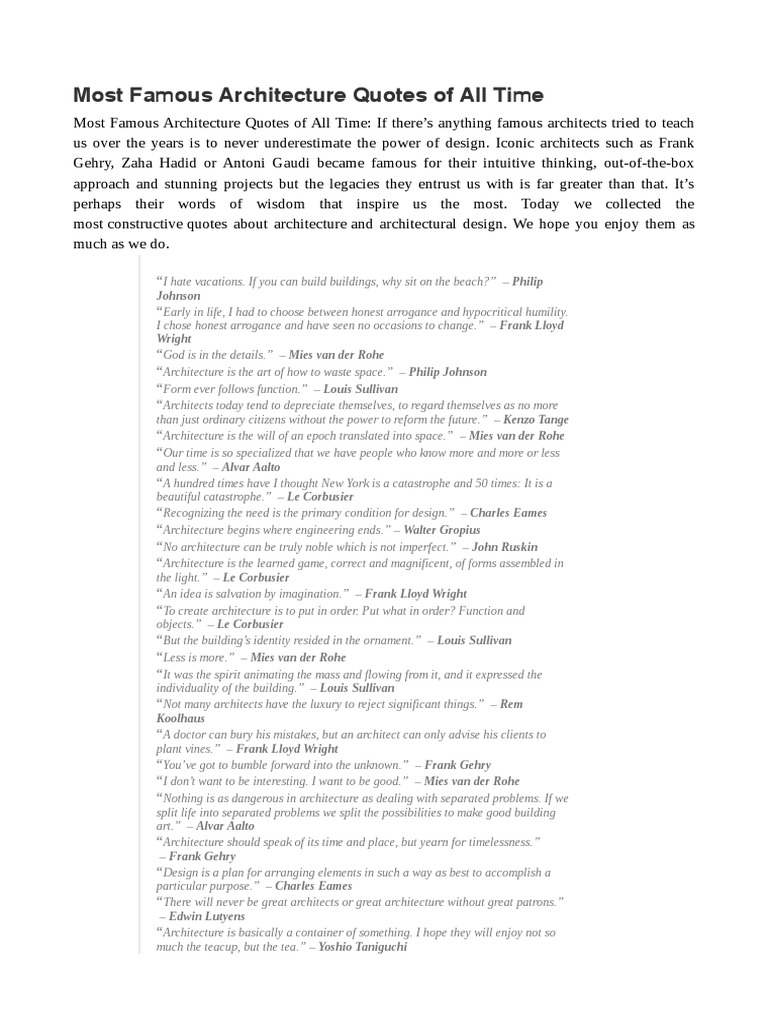 Most Famous Architecture Quotes of All Time | PDF | Ornament (Art) |  Architectural Design, image size:768x1024