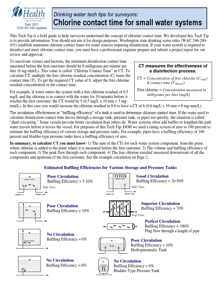 Chlorine Contact Time Calculation PDF Gallon Drinking Water