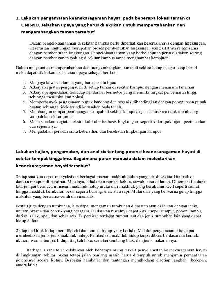 Lakukan Pengamatan Keanekaragaman Hayati